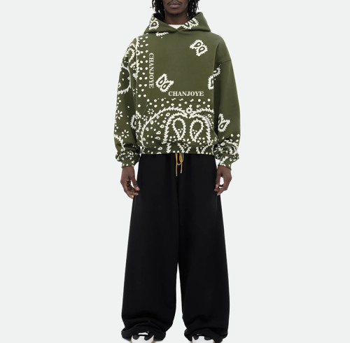 Chanjoye Custom Paisley printed Hoodie | OEM Heavyweight Sweatshirt | Streetwear Manufacturers