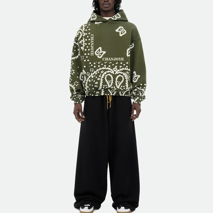 Chanjoye Custom Paisley printed Hoodie | OEM Heavyweight Sweatshirt | Streetwear Manufacturers