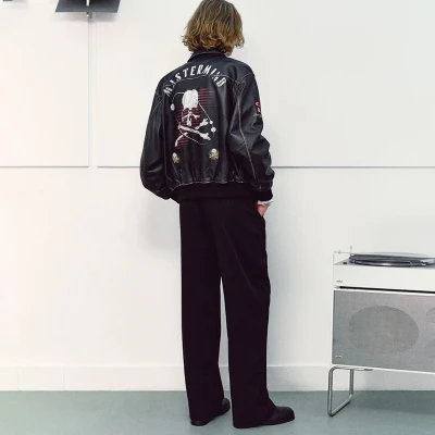 Chanjoye Custom Bomber Leather Jackets OEM Screen Printed Coat Premium Varsity Jacket Wholesale