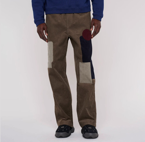 Chanjoye Custom Corduroy Pants | Customized Vintage Straight Pants | Patchwork Trousers Factory