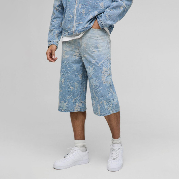 Chanjoye Custom Acid Washed Jorts | men jean shorts manufacturers | OEM Faded Denim Shorts Wholesale