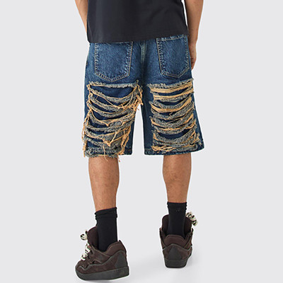 Chanjoye Custom Ripped Denim Shorts | Baggy Distressed Jeans Supplier | Heavyweight Jorts Wholesale