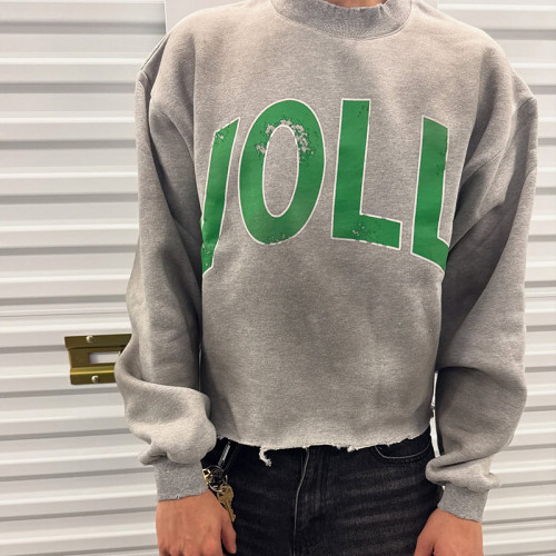 Chanjoye Custom Cotton Sweatshirt Streetwear Sun Faded Hoodie Screen Printed Distressed Pullover