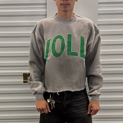 Chanjoye Custom Cotton Sweatshirt Streetwear Sun Faded Hoodie Screen Printed Distressed Pullover