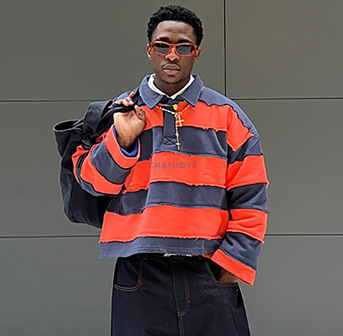 Chanjoye Custom Heavyweight Cotton Polo Sweatshirt | Oversized Boxy Splice Sweatshirt Manufacturer