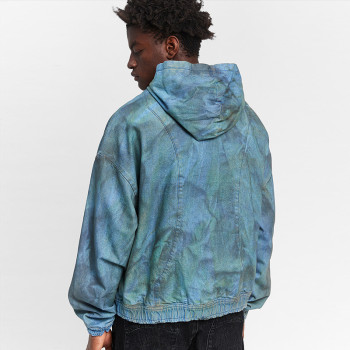 Chanjoye Custom Acid Wash Hoodie Streetwear Denim Hoodie Tie Dye Printed Sweatshirt Manufacturer