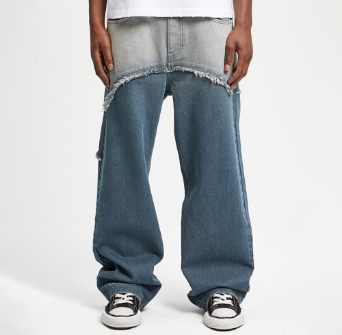 Chanjoye Custom Stone Washed Jeans | Patchwork Denim Pants Manufactur | Baggy Denim Jeans Factory