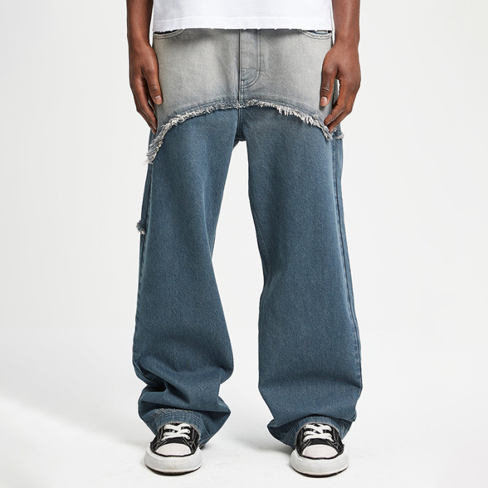 Chanjoye Custom Stone Washed Jeans | Patchwork Denim Pants Manufactur | Baggy Denim Jeans Factory