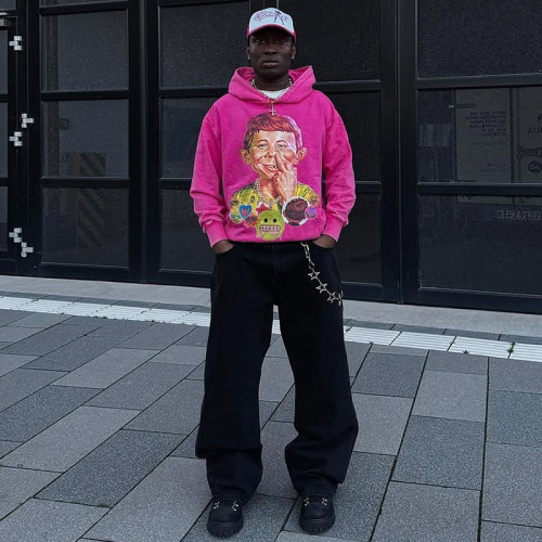 Chanjoye Cut and Sew Streetwear Custom Graphic DTG Printing Hoodie Cotton Boxy Hoodie Supplier
