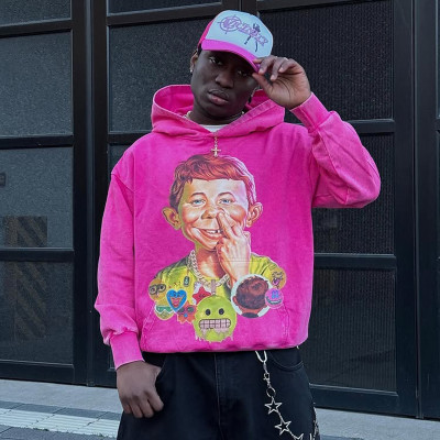 Chanjoye Cut and Sew Streetwear Custom Graphic DTG Printing Hoodie Cotton Boxy Hoodie Supplier