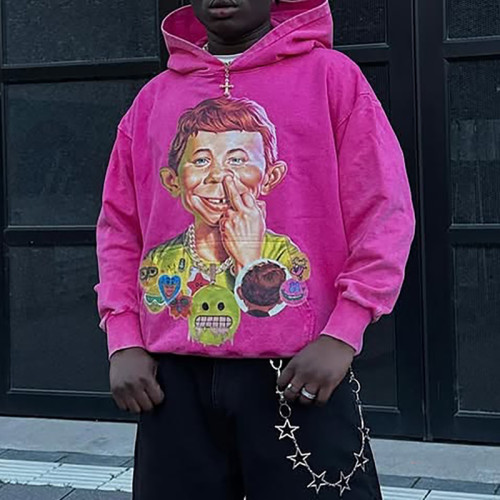 Chanjoye Cut and Sew Streetwear Custom Graphic DTG Printing Hoodie Cotton Boxy Hoodie Supplier