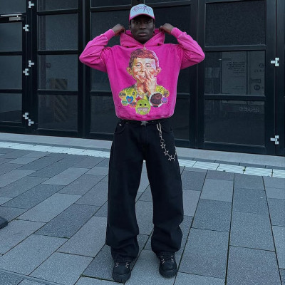 Chanjoye Cut and Sew Streetwear Custom Graphic DTG Printing Hoodie Cotton Boxy Hoodie Supplier