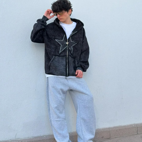 Chanjoye Wholesale High Quality Hoodies | Custom Embroidery French Terry Distressed Acid Wash Hoodie