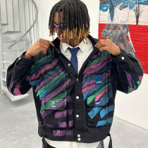 Chanjoye Custom Printed Shacket | Denim Jacket Manufacturer | OEM Hand-drawn Printed Canvas Jacket