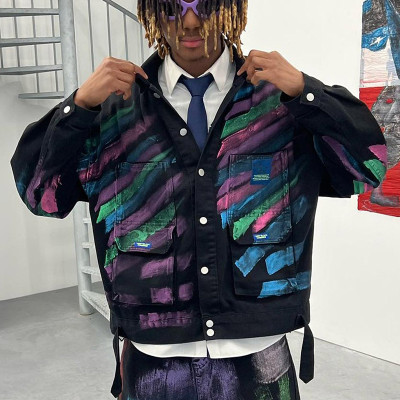 Chanjoye Custom Printed Shacket | Denim Jacket Manufacturer | OEM Hand-drawn Printed Canvas Jacket