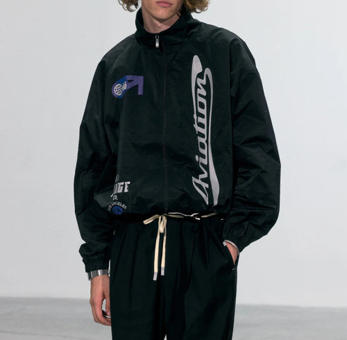 Chanjoye Custom Logo Track Jacket | OEM Zipper Nylon Windbreaker | Oversized Sports Jacket Supplier