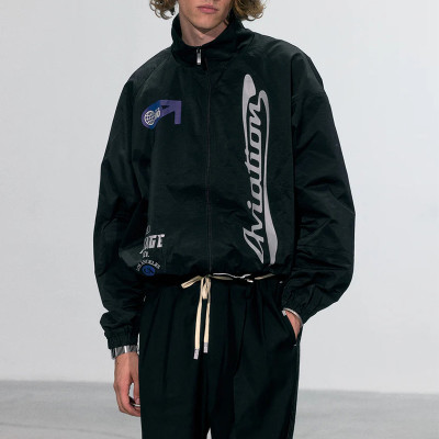 Chanjoye Custom Logo Track Jacket | OEM Zipper Nylon Windbreaker | Oversized Sports Jacket Supplier