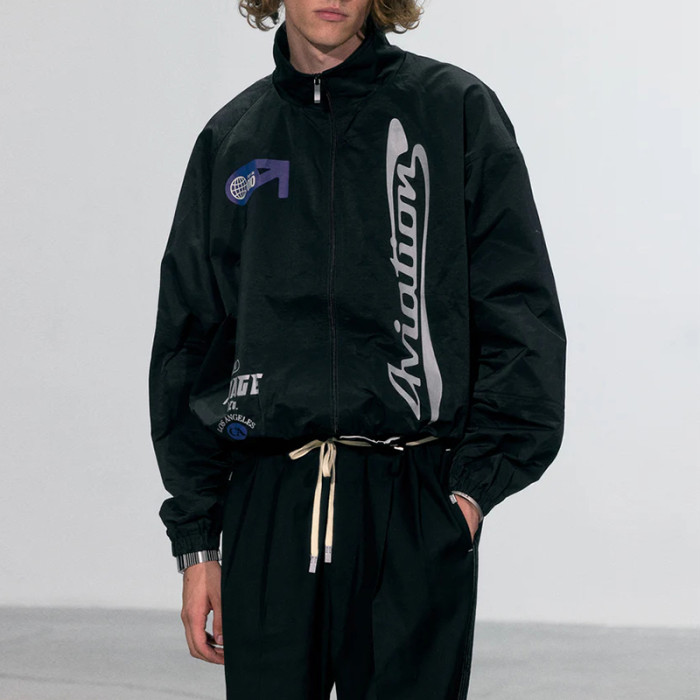 Chanjoye Custom Logo Track Jacket | OEM Zipper Nylon Windbreaker | Oversized Sports Jacket Supplier