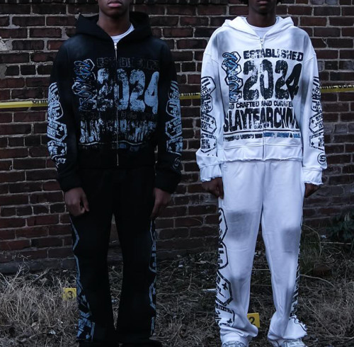 Chanjoye Custom DTG Printed Sweatsuit | OEM Sun Faded Tracksuit | Hoodie Set Streetwear Manufacturer