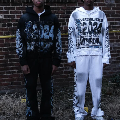 Chanjoye Custom DTG Printed Sweatsuit | OEM Sun Faded Tracksuit | Hoodie Set Streetwear Manufacturer