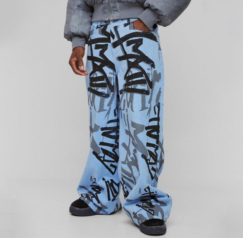 Chanjoye Custom Straight Denim Jeans | OEM Printed Jeans | Stacked Denim Pants Streetwear Suppliers