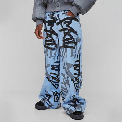 Chanjoye Custom Straight Denim Jeans | OEM Printed Jeans | Stacked Denim Pants Streetwear Suppliers