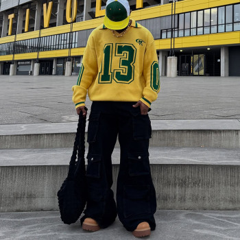 Chanjoye Custom Knitwear Sweater | OEM Logo Varsity Sweater | Streetwear Knitted Chenille Sweater