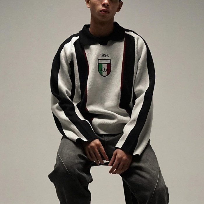 Chanjoye Custom Polo Sweater | Long Sleeve Striped Knitwear Supplier | High Quality Jersey Sweater