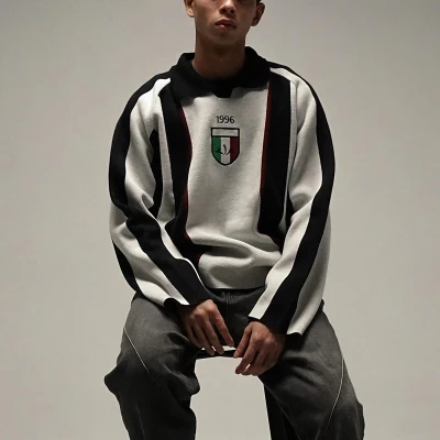 Chanjoye Custom Polo Sweater | Long Sleeve Striped Knitwear Supplier | High Quality Jersey Sweater