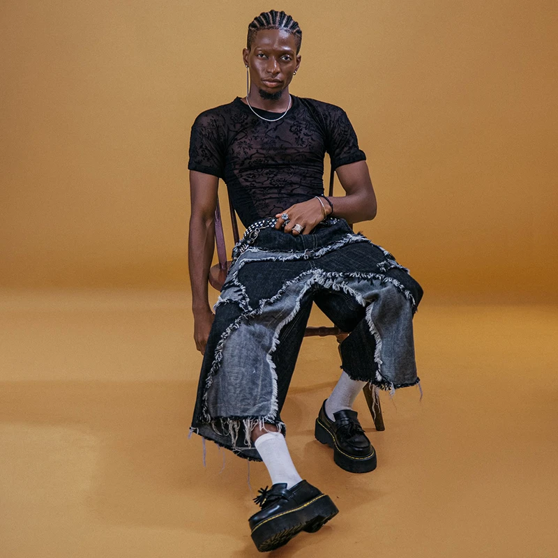 patchwork denim jeans