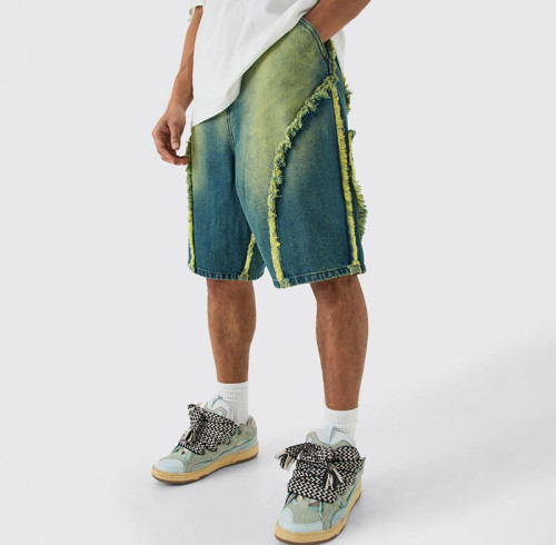 Custom Acid Wash Jean Shorts | Distressed Denim Jorts Manufacturer | Cotton Gradient Sweat Shorts