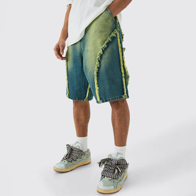 Custom Acid Wash Jean Shorts | Distressed Denim Jorts Manufacturer | Cotton Gradient Sweat Shorts