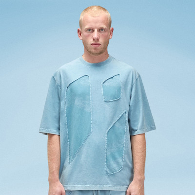 Chanjoye Custom Patch Work  T-shirt | 100% Cotton T-Shirts Manufacturers | Raw Hem Tee Suppliers