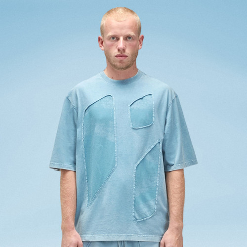 Chanjoye Custom Patch Work  T-shirt | 100% Cotton T-Shirts Manufacturers | Raw Hem Tee Suppliers