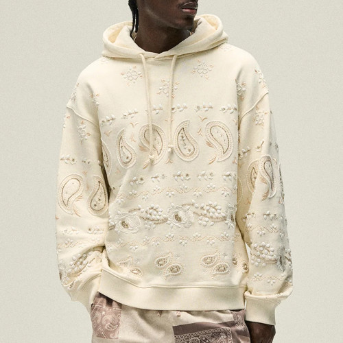 Chanjoye Pullover Streetwear Custom  Embroidery Hoodie Cotton Drop Shoulder Hoodie Supplier