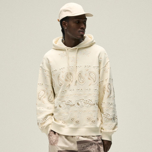 Chanjoye Pullover Streetwear Custom  Embroidery Hoodie Cotton Drop Shoulder Hoodie Supplier