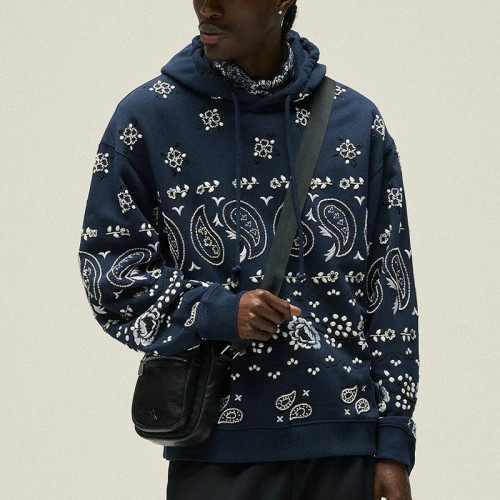 Chanjoye Pullover Streetwear Custom  Embroidery Hoodie Cotton Drop Shoulder Hoodie Supplier