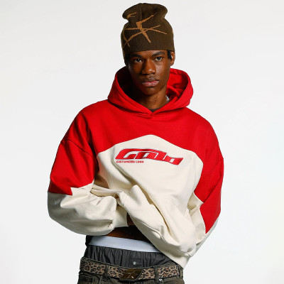 Chanjoye Cut and Sew Streetwear Custom Embroidery Distressed Hoodie Cotton Boxy Hoodie Supplier