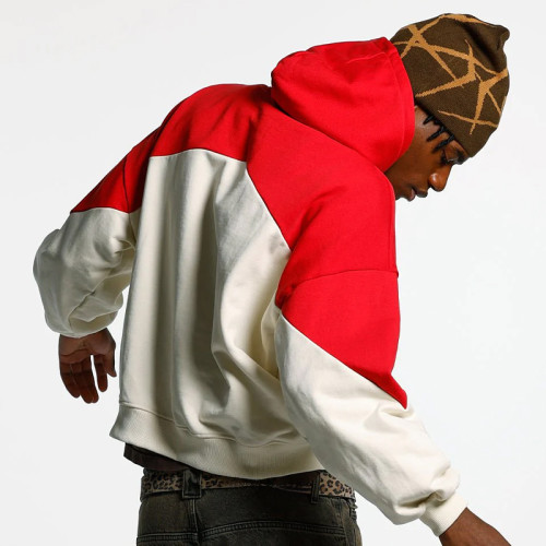 Chanjoye Cut and Sew Streetwear Custom Embroidery Distressed Hoodie Cotton Boxy Hoodie Supplier