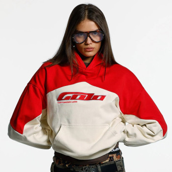 Chanjoye Cut and Sew Streetwear Custom Embroidery Distressed Hoodie Cotton Boxy Hoodie Supplier