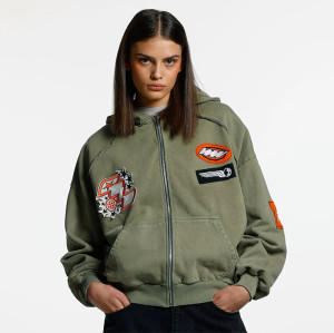 Chanjoye Cut and Sew Streetwear Custom Embroidery  Acid Wash Hoodie Cotton Oversize Distressed Hoodie Supplier