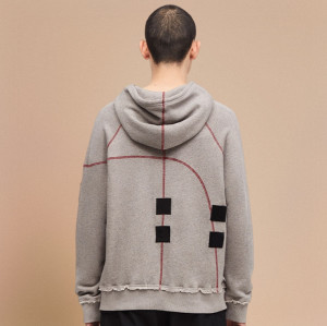 Chanjoye Cut and Sew Streetwear Distressed Hoodie Cotton Boxy With Drawstring Hoodie
