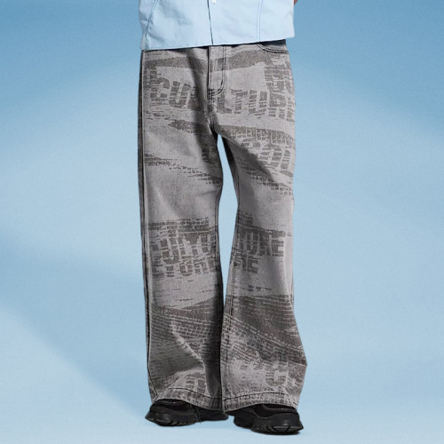 Chanjoye Distressed Text Prints | Vintage Pants manufacturers | OEM Oversized Fit Pants Wholesale