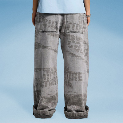 Chanjoye Distressed Text Prints | Vintage Pants manufacturers | OEM Oversized Fit Pants Wholesale