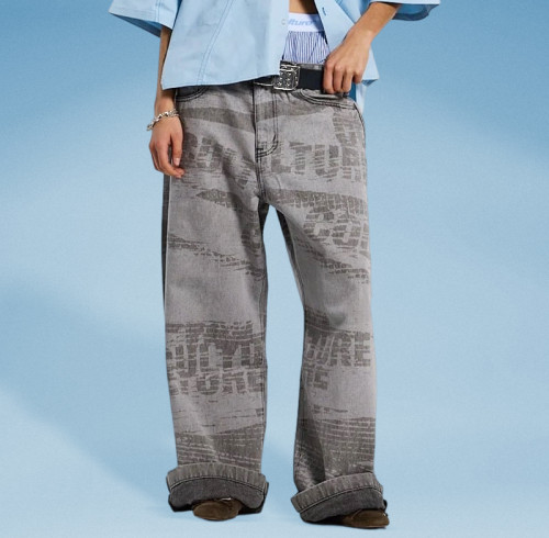 Chanjoye Distressed Text Prints | Vintage Pants manufacturers | OEM Oversized Fit Pants Wholesale