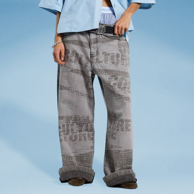 Chanjoye Distressed Text Prints | Vintage Pants manufacturers | OEM Oversized Fit Pants Wholesale