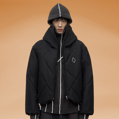 Chanjoye Custom Grid Puffer Jacket | High Quality Cut Sew Padded Down Coat Winter