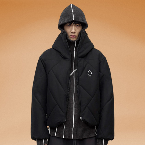 Chanjoye Custom Grid Puffer Jacket | High Quality Cut Sew Padded Down Coat Winter