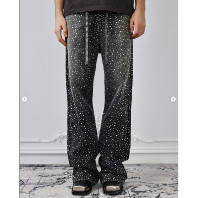 Chanjoye Rhinestone Flare Jeans | Edgy Shine Pants manufacturers  | OEM Acid Washed Oversized Pants