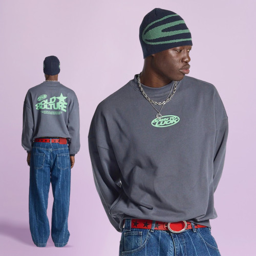 Chanjoye Custom Screen print Drop Shoulder Sweatshirt | Manufacturer Oversized 100% Cotton Sweashirt Hoodie